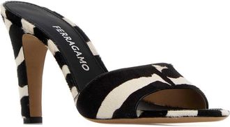 Ferragamo Womens Printed Calf Hair Tatiana 95 Mules Kasbabianconer Sandali Sandal