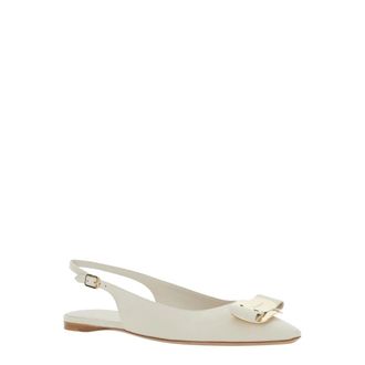 Ferragamo Ballerinas, female, White, Size: 6 1/2 US Zelmi Slingback Ballet Shoes