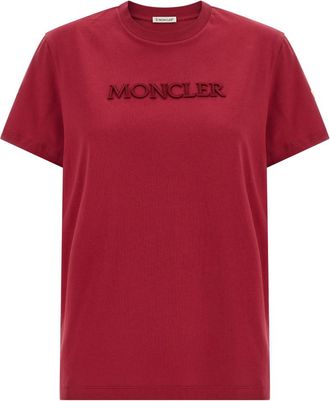 Moncler Red Logo Embroidery T-shirt