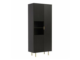 Mirjan24 Estanter&iacute;a Decus I, Negro, Cerrable, Con Puertas, Aglomerado Laminado, Mdf, N&uacute;mero De Puertas: 3, N&uacute;mero De Cajones: 0, 190x80x41cm