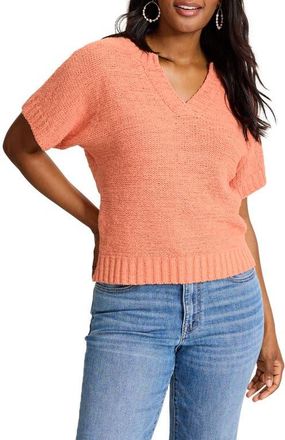 Tommy Bahama Harbor Pebble Short Sleeve Cotton Blend Sweater in Peach Gelato at Nordstrom, Size Large
