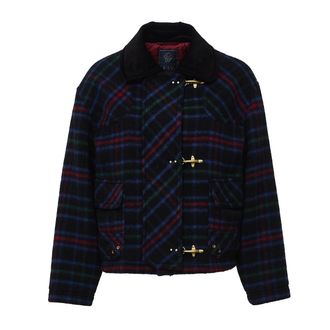 Fay Tartan Wool-Blend Velvet Collar Bomber Jacket