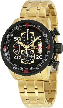 Invicta Aviator Chronograph Black Dial Gold-plated Mens Watch 17206