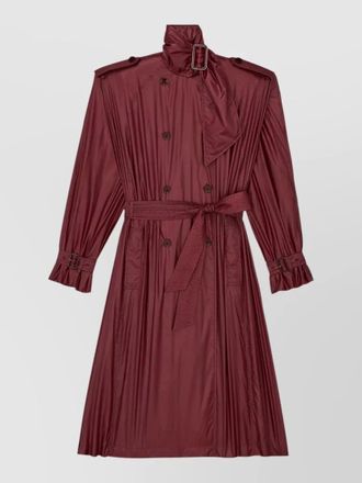 Saint Laurent long jacket belted waist epaulettes pleated