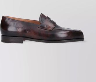 John Lobb leather loafers with round toe and penny strap