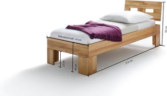 HOME AFFAIRE Massivholzbett »Modesty I Bett mit robustem Fussgestell in Winkelform« hohe Belastbarkeit: 200kg je Seite, aus massiver Kernbuche, FSC-zertifiziert, v
