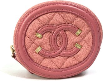 Chanel Pink Grained Calfskin Coin Purse/Coin Case (Pre-Owned)