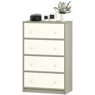 HOMCOM Cassettiera Moderna 4 Cassetti Pieghevoli 58x30x91 cm - Homcom