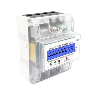 Gabrielle Medidor De Energ&iacute;a Trif&aacute;sico De 4 Cables, 220/380 V, 5-80 A, Consumo De Energ&iacute;a, Kilovatios Hora, Montaje En Riel Din, Retroiluminaci&oacute;n Lcd, Transpare