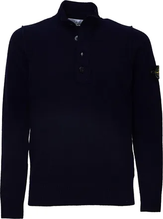 Stone Island Lambswool Zip-Through Knit Sweater