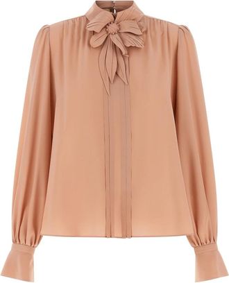 Valentino Garavani Cr&ecirc;pe de chine Top - Dames - Blouses - Roze - S - Overhemden