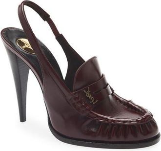 Saint Laurent Loafer Slingback Pump in Vintage Bordeaux at Nordstrom, Size 36.5