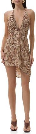 AFRM Sabrina Asymmetric Halter Dress in Sand Snake at Nordstrom Rack, Size X-Large