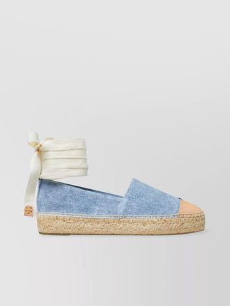 Tory Burch leather denim wedge espadrilles