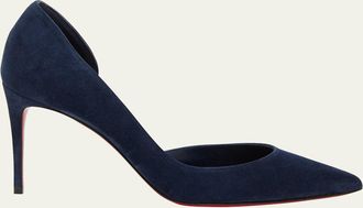 Christian Louboutin 85mm Iriza Suede Half-dOrsay Pumps