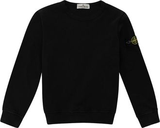 Stone Island Kids Sweatshirts, male, Black, M, Logo Patch Crewneck Sweatshirt