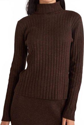 Bella Dahl Long Sleeve Turtleneck Sweater In Heather Brown