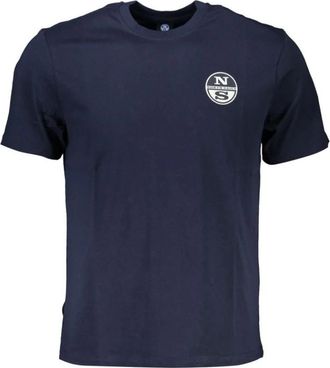 North Sails Blu Katoenen T-Shirt - Heren - T-shirts - Blauw - M - Katoen - Tops