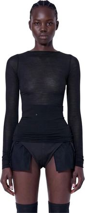 Rick Owens Camiseta de manga larga de lana y seda - Tops - Mujer - Negro - S