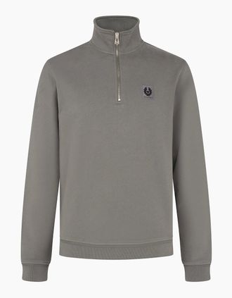 Belstaff Mens Patch Logo 1/4 Zip Sweatshirt Grey - Size: 38