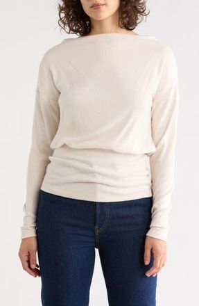Renee C Long Sleeve Banded Hem Knit Top in Oatmeal at Nordstrom Rack, Size X-Large