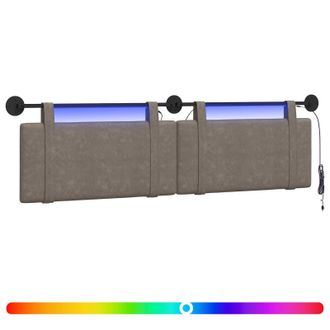 vidaXL Cabecero Colgante Con Luz Led Gris Pu Antiguo Vidaxl