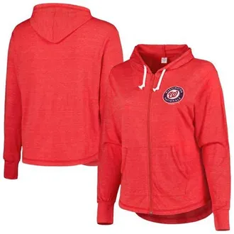 Soft As A Grape Womens Soft as a Grape Red Washington Nationals Plus Size Full-Zip Lightweight Hoodie Top at Nordstrom, Size 2X