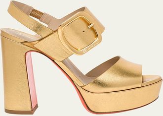 Santoni Bruxel Metallic Buckle Platform Sandals