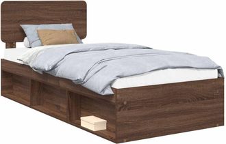 vidaXL Estructura De Cama Con Cabecera Roble Marr&oacute;n 90 X 190 Cm Vidaxl