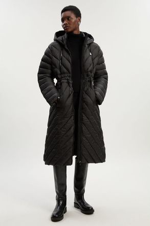 Karen Millen Petite Packable Knee Length Coat in Black at Nordstrom, Size 10P