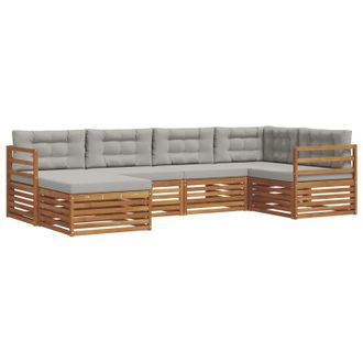 vidaXL Conjunto De Sof&aacute;s De Exterior 6 Pcs Gris Natural Y Claro Vidaxl