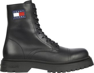 Tommy Jeans Black Lace-Up Rugged Rubber Sole Boots