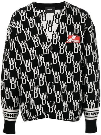 We11done monogram V-neck cardigan - unisex - Cashmere/Wool/Nylon - S - Black