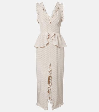 Alessandra Rich Abito midi in seta a pois