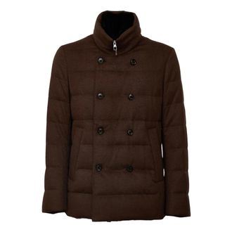 Montecore Jassen, Heren, Bruin, 2Xl, Leer, Dubbele-Rij Jas met Hoge Kraag