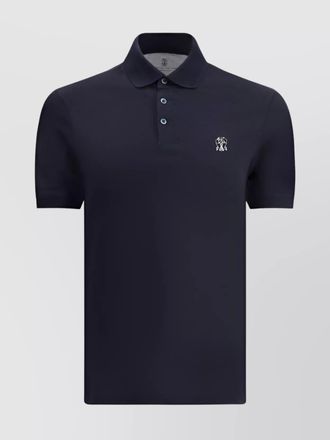 Brunello Cucinelli cotton piqu&eacute; logo-embroidered polo shirt
