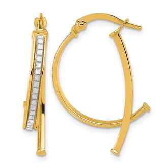 Diamond2Deal 14K Yellow Gold Glitter Infused Hoop Earrings
