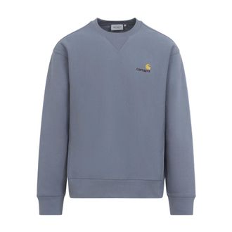 Carhartt Work in Progress Carhartt Wip, Sweatshirts, male, Blue, Size: XL American Script Sweatshirt