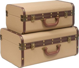 Atmosphera Lote De 2 Cajas De Almacenamiento Rectangulares Bonie En Color Beige - Atmosphera Cr&eacute;ateur DInt&eacute;rieur