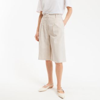 La Redoute Collections Bermuda in linnen en katoen met plooien