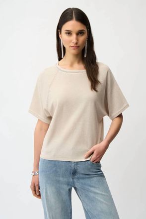 Joseph Ribkoff Short Sleeve Knit Top In Moonstone