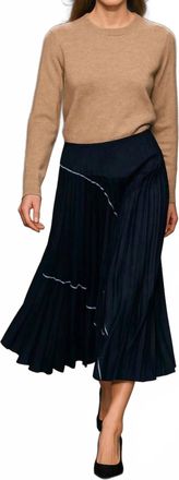 Loyd/ford Denim Patchwork Pleat Skirt In Indigo
