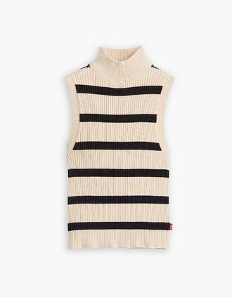 Levi's Womens Tulip Mock Neck Sleeveless Box Tank - Cream - Size: 12