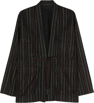 maharishi Wagara striped jacket - men - Organic Cotton - L - Black
