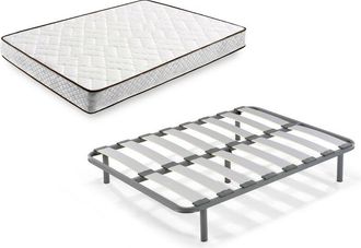 HOGAR 24 Tm63 - Colch&oacute;n + Somier Edra, Medida 135x200 Cm. Nucleo Alta Densidad Transpirable Con Tejido 3d Y Aloe Vera