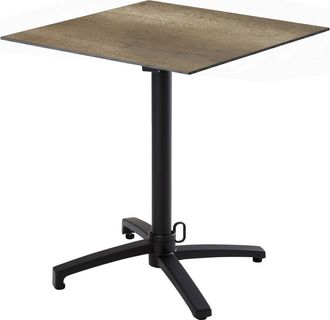 Oviala Mesa de bistro de jard&iacute;n cuadrada inclinable 60 cm roble ahumado