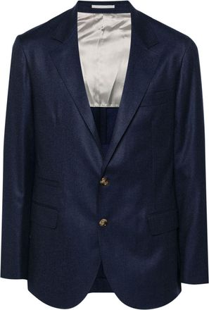 Brunello Cucinelli single-breasted wool blazer - men - Virgin Wool/Cupro - 60 - Blue