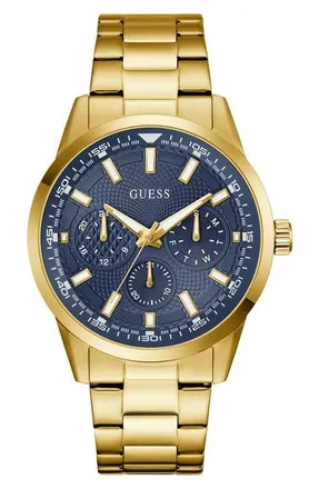 Guess Trey Multifunction Bracelet Watch, 44mm in Gold Tone at Nordstrom