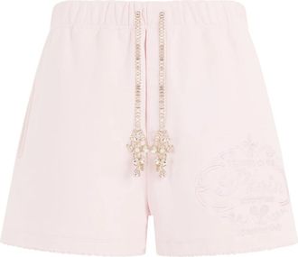 Philipp Plein Washed Fleece Shorts Tennis Club Crystals - Dames - Korte Broeken - Roze - M - Katoen - Korte Broeken