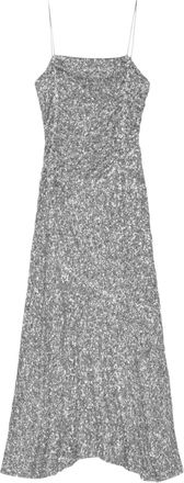 Ganni sequin-embellished maxi dress - women - Spandex/Elastane/Recycled Polyester - 40 - Silver